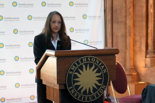  Smithsonian Science Education Center Director, Dr. Carol O’Donnell speaking at Memorandum of Understanding Signing Ceremony on May 16, 2016