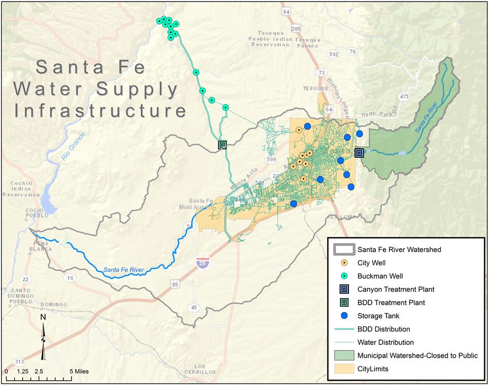 Map of Santa Fe's water infrastructure