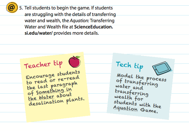 Image giving examples of digital resource notes, Teacher tips, and Tech Tips