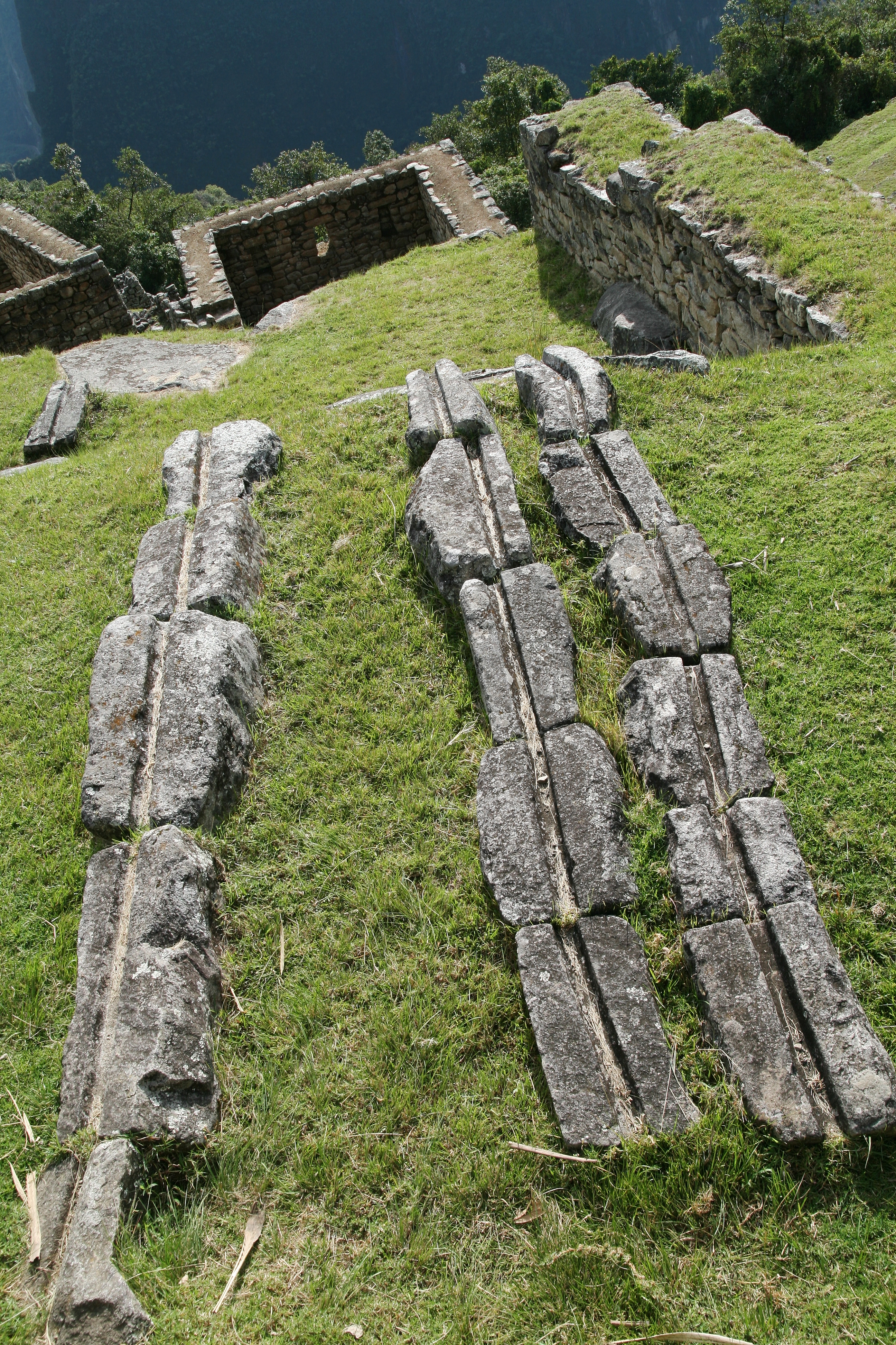 A close up view of Macchu Picchu ruin walls