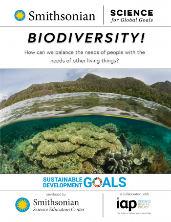 Cover of Biodiversity guide with a photo of a coral reef and shoreling