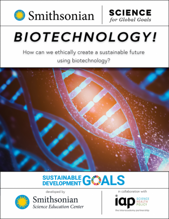 Cover of Biotechnology guide with blue DNA double helix