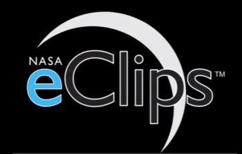 A black rectangle with an illustration of a crescent moon and the text NASA eclips