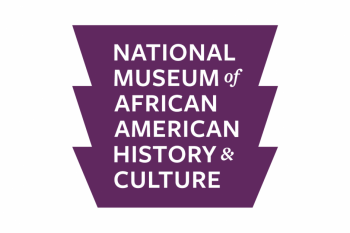 A three tiered purple building with National Museum of African American History and Culture in white text