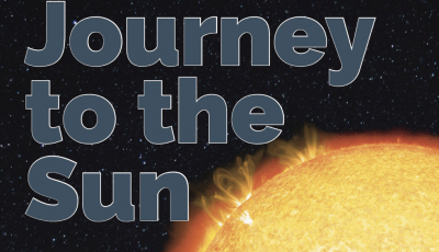 Image of the yellow sun in the bottom right corner and text that says journey to the sun above and to the left of the sun