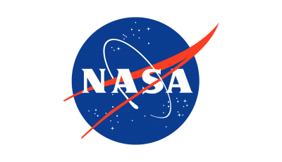 blue circle with red swoosh through it and NASA in white text with a white circle vertical around the a and s.