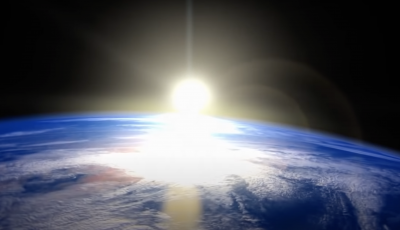 Sunrise over Earth from space