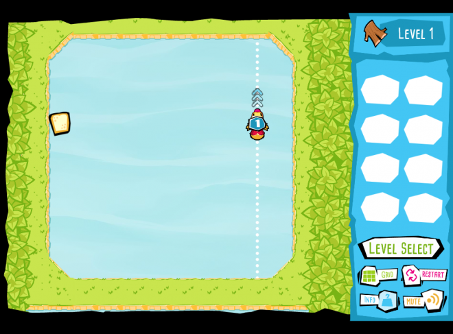 Screenshot of the educational physical science game, BumperDucks
