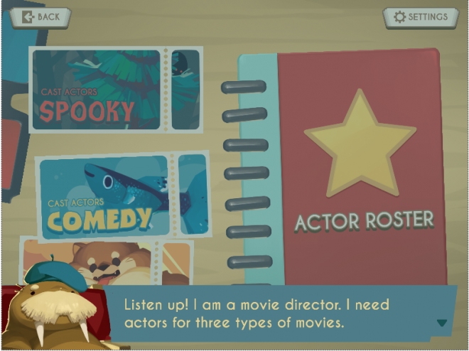 Screenshot of the educational life science game, Showbiz Safari