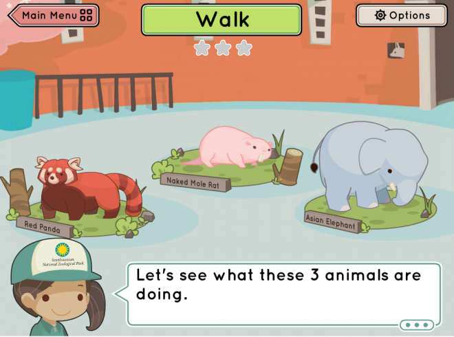 Screenshot of the educational kindergarten game, Shutterbugs: Wiggle and Stomp